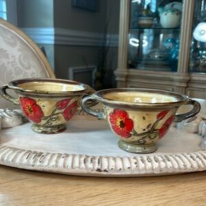 Handled Footed Dessert Bowl Fields of Provence by AMBIANCE  (2)